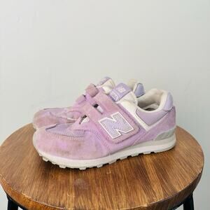 New Balance 574 Purple Sneaker With Adjustable Strap Girls Size 13.5